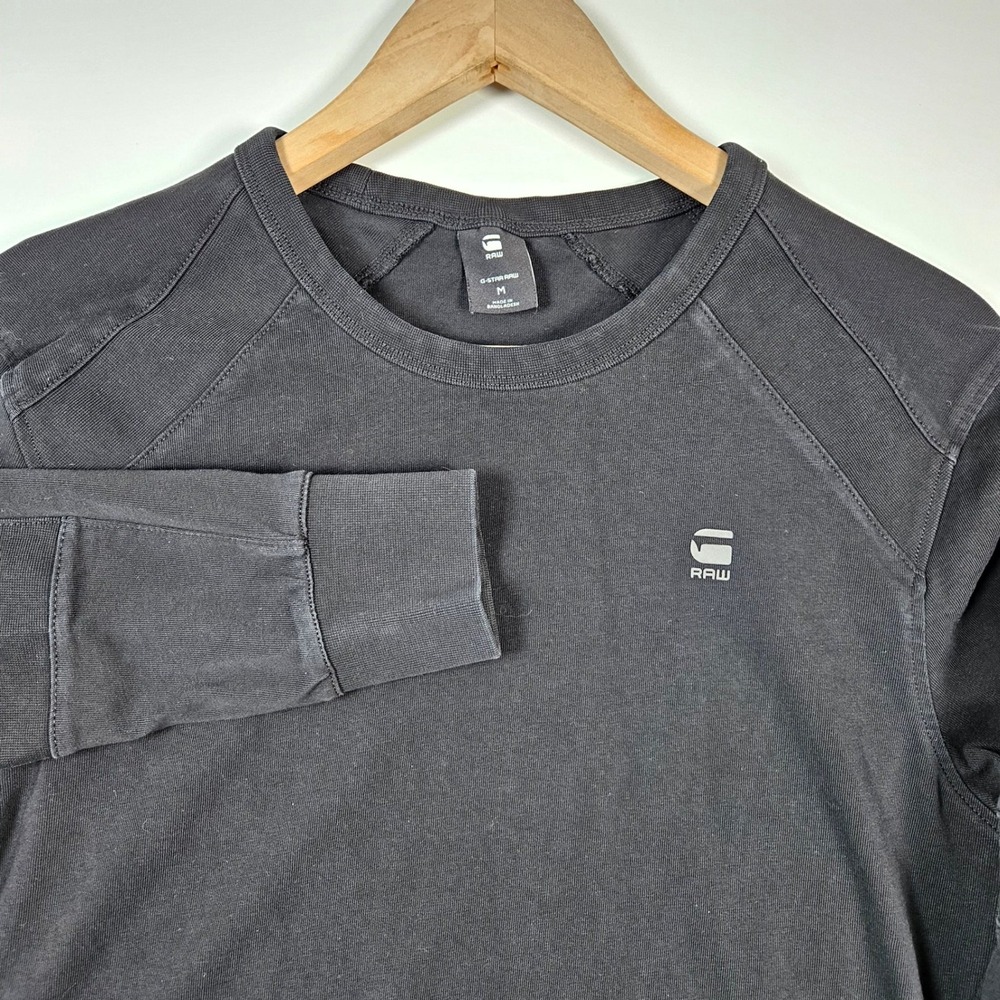 G-Star Raw T-Shirt Mens Medium Black Long Sleeve Paneled Moto Streetwear Tee